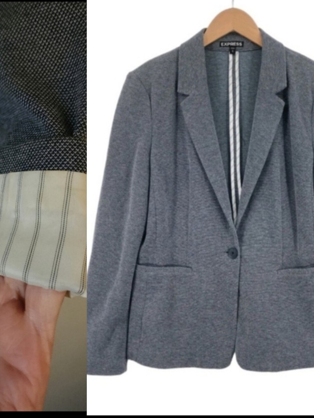Express Women's Gray Cotton Blend One-Button Single-Breasted Blazer Coat